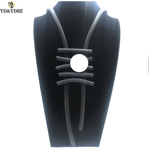 YD&YDBZ 2019 Handmade Rubber Pendant Necklaces Women Black & Grey Rope Chains Leather Harajuku Gothic Necklace Festival Jewelry