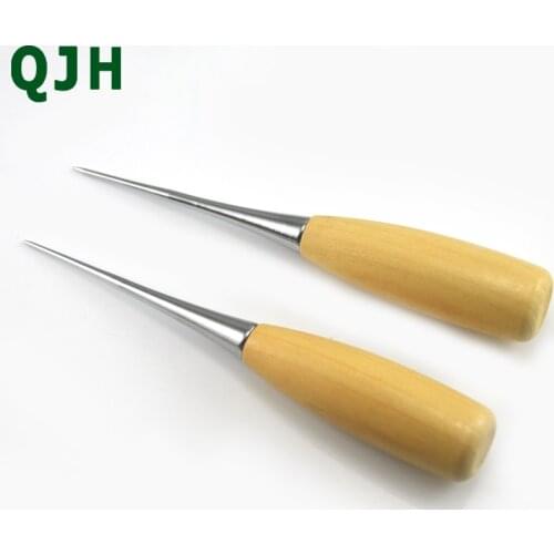 2pcs/set Professional Cloth Awl Sewing Tool Hole Punching Leather Wood Handle Awl Craft Stitching Leather Tools