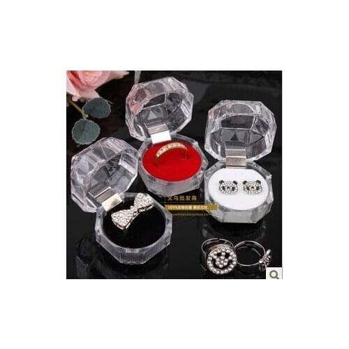 Transparent Acrylic Ring storage Box 40*40mm Jewelry Case Ear Nail Box 3 colors mixed 10pcs/lot