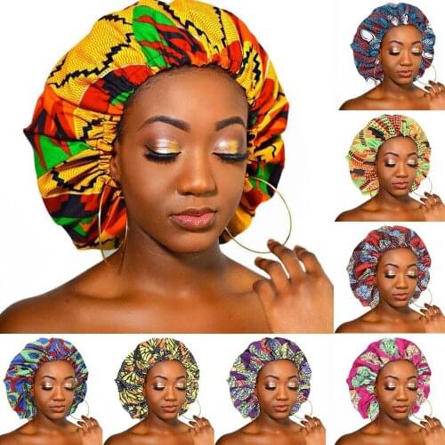 Richkeda Store New Large Satin Lined Bonnet Women Big Size Beauty Print Satin Silk Bonnet Sleep Night Cap Head Cover Bonnet Hat