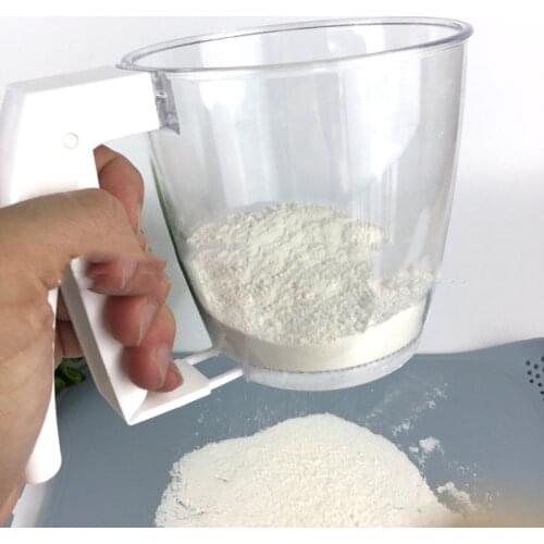 Hand-pressed separation flour sieve household separation powder filter cup with lid plastic kitchen tool