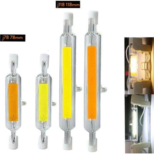 Dimmable R7S 118mm COB Mini Glass Tube LED 15W 9W Replace Halogen Lamp R7S 78mm Powerful Led Spot Light Bulb 110V 220V