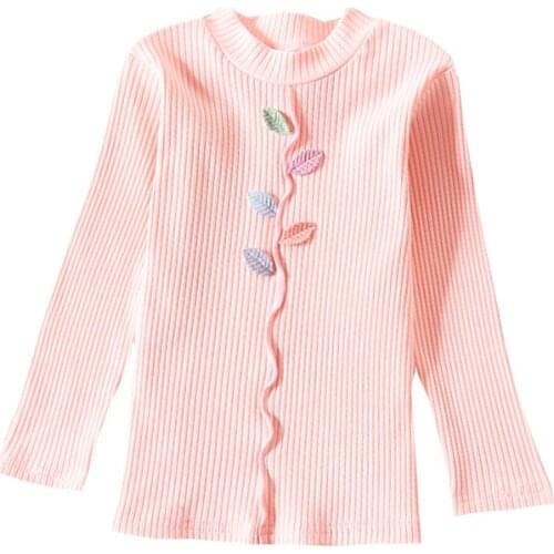 Colored leaves Baby Girls Turtleneck Sweaters Sweater Kids Sweaters For Winter Knitted Bottoming Wave Pattern Sweater Blouse