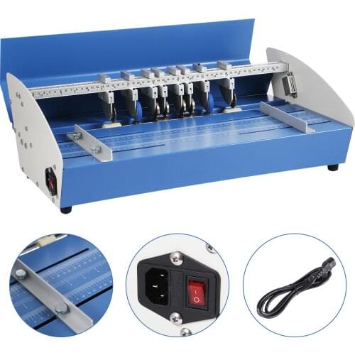 VEVOR 520 mm 5 in 1 Electric Paper Creasing Machine Card Folding Dotted Line Cutting Scoring Creaser Metal DeskTop Lock Office