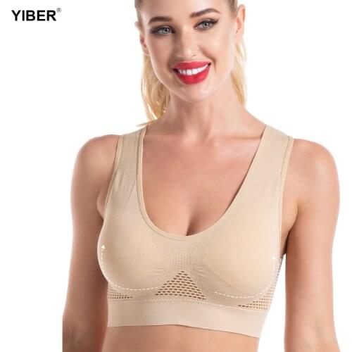 Air Permeable Cooling Bras Women Breathable Shockproof Sport Wireless Push Up Bra Posture Corrector Lift Up Bra Fitness Underwea