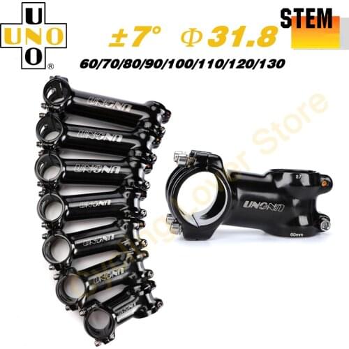 UNO Bike Stem 7 Degree Mountain Road Bicycle Stem Riser 1.25inch 60 70 80 90 100 110 120 130mm MTB Handlebar Extender