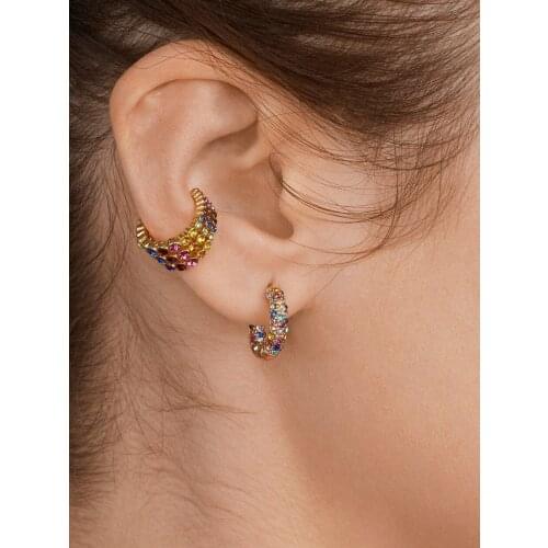 Explosive Nodel of the Same Model Diamond Alloy C-shaped Multi-layer Color Diamond Noble Atmosphere Banquet Party Ear clip