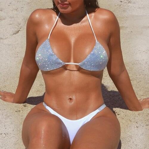 Explosive Solid Color Diamond Bikini Ladies Split Swimsuit Sexy Fashion Beach Swimsuit Gay Surf Swimming Hot Spring Bathing