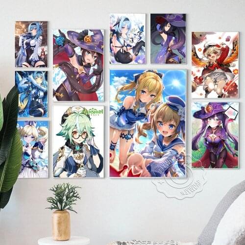 Genshin Impact Japanese Anime Cartoon Wall Art Poster, Prints Picture Otaku Bedroom Living Room Home Decor, Fans Collection Gift