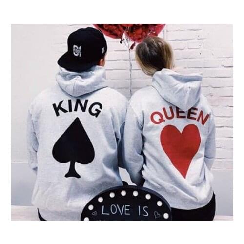 Woman Harajuku Korean Clothes Sweatshirts Woman Fleece Hoodies Woman King Queen Lover Hoodies