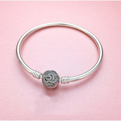 DoDoFly Real 925 Sterling Silver Rose Button Head Beauty And Beast Bracelet Fit European Charm Bracelets Women Jewelry