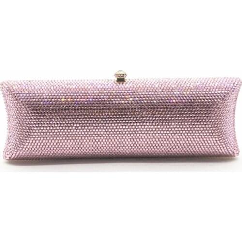 Female AB Crystal Bridal Wedding Party purple Clutch bag Evening Bags Handbags Metal clear gift Box Clutches Shoulder Bags gold
