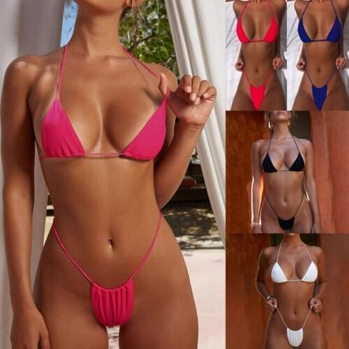 Woman Swimsuit Push Up String Bikini Micro Thong Bathing Suit Women Maios Monokini Sheer Bikini Black White Yellow Pink Swimwear