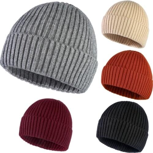 Winter Solid Color Knit Beanie Women Fashion Casual Hat Warm Female Soft Thicken Hedging Cap Slouchy Bonnet Ski