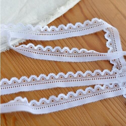 10 Meters White Elastic Lace Hometexile Cloth Wrap Knitting Embellishments DIY Patchwork Crafts Lace Trims Ribbon Scrapbooking