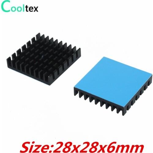 10pcs Aluminum Heatsink 28x28x6mm Radiator Cooling Heat Sink For Electronic Chip IC LED With Thermal Conductive Tape