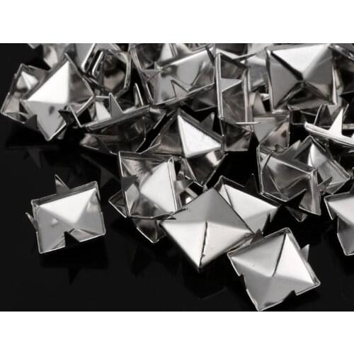 100pcs Square Metal Studs Spikes Nail Punk Shoes Belt Clothing Decor DIY E56C
