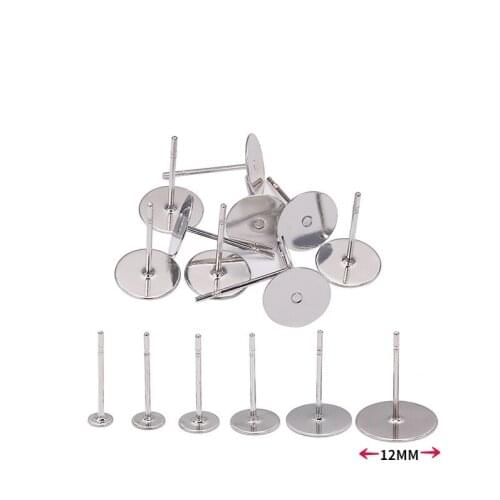 100pcs Stainless Steel Blank Post Earring Studs Base Pins With Earring Plug Findings Ear Back For DIY Jewelry Making Supply