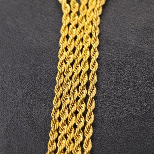 2PCS Stainless Steel Real Gold Plated Chains 23.6in Lobster Clasp For Hip Hop Pendant Necklace DIY Jewelry Making Accessories