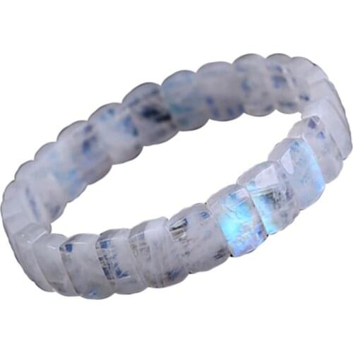 9x6mm Natural Blue Light Moonstone Bracelet For Women Lady Man Stretch Crystal Love Luck Gift Beads Stone Bangle Jewelry AAAAA