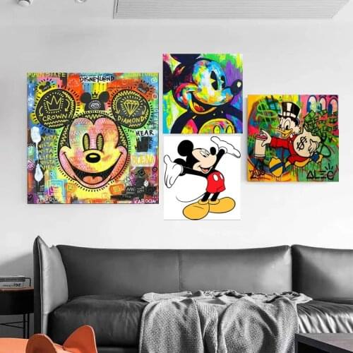DIY 5D Diamond Painting Disney Colourful Mickey Mouse Painting Street Art Graffiti Art Wall Art Picture Home Decoration