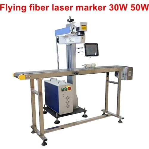 Automation date QR code coding engraving automatic online optical fiber laser engraving machine flight laser marking machine