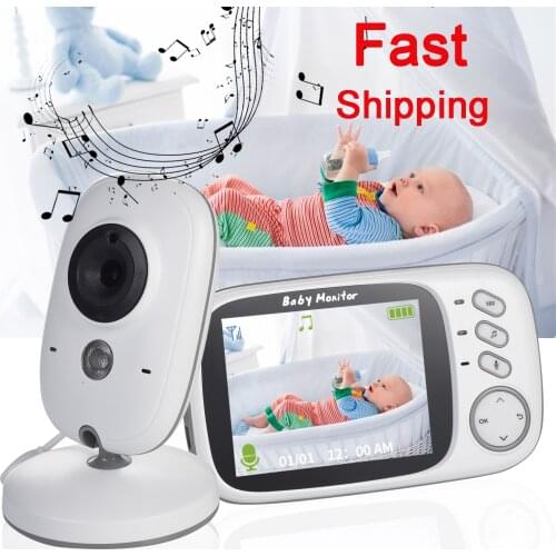 Wireless Baby Monitor 3.2 inch LCD IR Night Vision 2 way Talk 8 Lullabies Temperature monitor video nanny radio baby camera