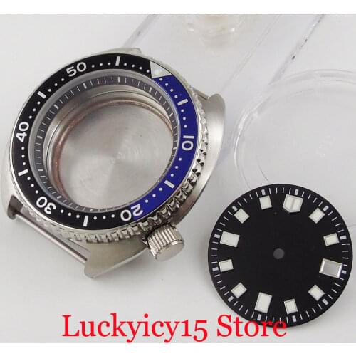 BLIGER 45mm Automatic Watch Case fit NH35A NH36A Unidirectional Bezel Screwdown Crown Steel Brushed Luminous Dial