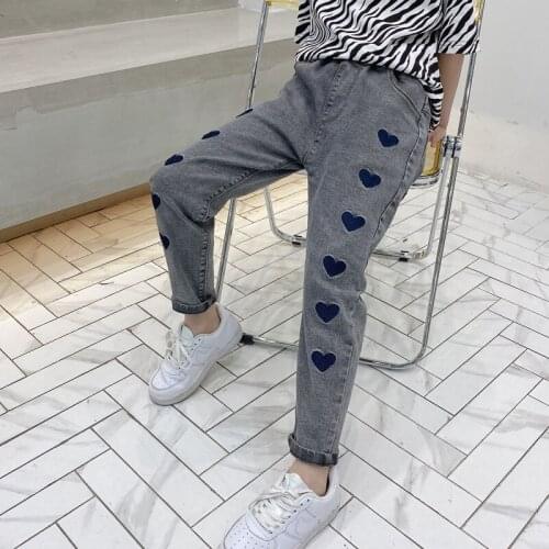 Girls Pants denim trousers 2021 new spring autumn children clothes fashion casual sports thin loose black blue kids girls jeans