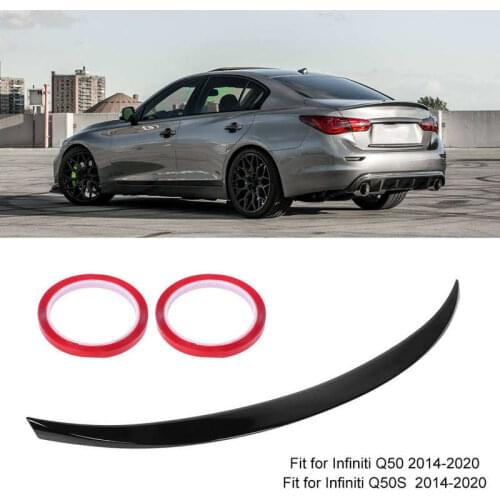 Glossy Black Rear Trunk Lid Spoiler for VIP Style High Kick Fit for Infiniti Q50/Q50S 2014 2015 2016 2017 2018 2019 2020