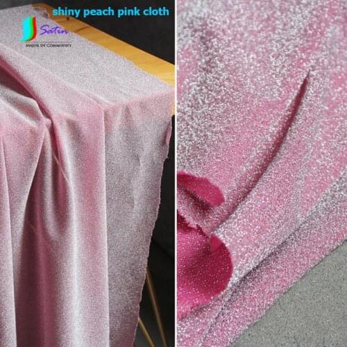 Beautiful Designer Fashion Clothes Wedding Evening Dress Material Elastic Thin Style Soft Peach pink Shiny Fabric A0684L