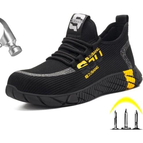 2021 New Breathable Work Boots Men Light Sneaker Mesh Indestructible Steel Toe Shoes Anti-piercing Breathable Safety Shoes