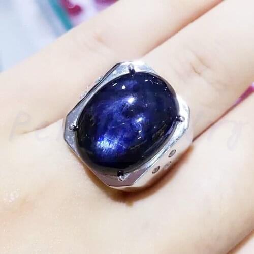 Men ring Natural real sapphire Free shipping925 sterling silver 13*18mm 14CT gemstone Fine jewelry Boss rings #BL180913004