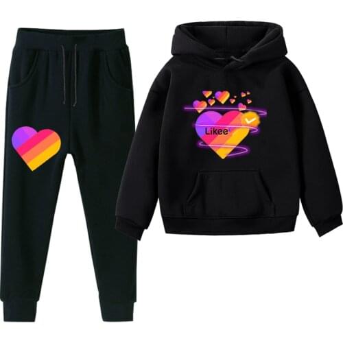 Likee Video App Tracksuits Sets LIKEE Tracksuit Hoodies + Sweatpants Pullover Hooded Harajuku Male Slim Winter Sweatshirt Men