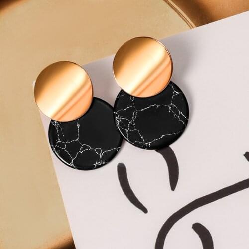 New Korean Statement Round Earrings For Women Vintage Geometric Gold Shell Dangle Drop Earrings kolczyki 2020 Fashion Jewelry