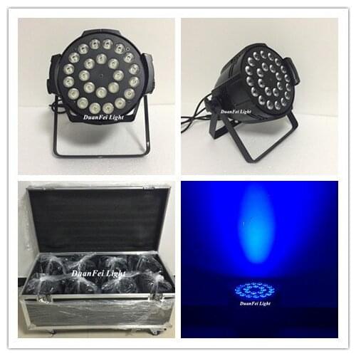 With flight case 8pcs/lot 24x18w led par rgbwauv par led light par 64 disco dj bar club dmx lighting equipment