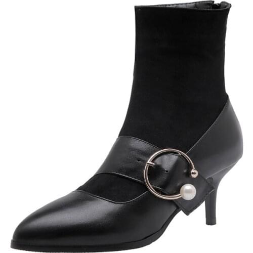 Big Size Personalized pearl decorative boots boots women shoes ankle boots for women ladies boots shoes woman winter