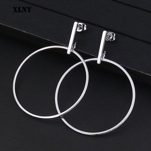 XLNT Golden Silver Color Hoop Earrings For Women Hollow Round Circle Statement Ear Jewelry Gift For Party Wedding Brincos
