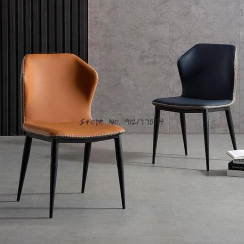 Modern Minimalist Home Backrest Soft Bag Dining Chair Light Luxury Net Red Makeup Chair Nordic Iron Restaurant Chair