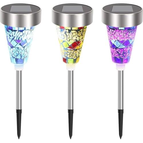 3Pcs/Set LED Solar Garden Lights Outdoor Solar Powered Lamp Lantern Waterproof Landscape Lighting For Pathway Lawn Decoration