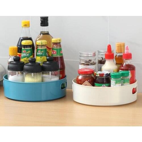 360 Rotating Tray Kitchen Storage Seasoning Containers For Spice Jar Snack Food Non Slip Racks Bathroom Cosmetics Tray Organizer