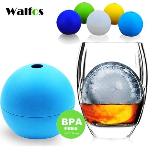 Walfos 2Pcs Food Grade Large Whisky Ice Ball 6cm Round Whisky Silicone Ice Ball Mold Big Sphere Ice Mould Whiskey Ice Ball Maker