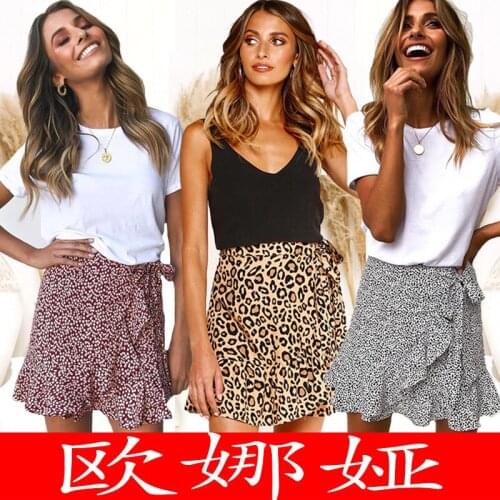 Women Skirt 2019 Fashion New Arrival Sashes Leopard Asymmetrica Straps Wild Short Mini Plus Size Skirts Vestidos OYM101083