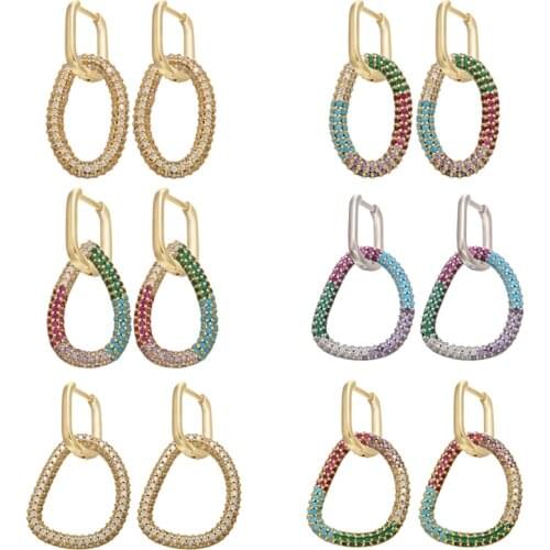 ZHUKOU 2020 NEW popular 1 piece water drops irregular CZ crystal hoop earrings gold/silver color women earrings model:VE231