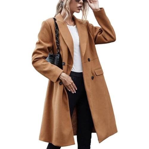 Womens Trench Coat Thin Jacket Trench Double-Breasted Coat Overcoat Outwear Ladies Waterfall Long Sleeves Coat