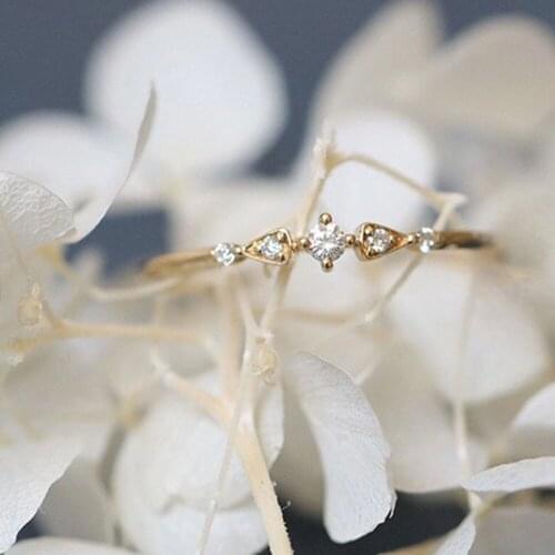 MENGYI Simple And Small Golden Ring For Women Top Quality CZ Ring Fashion Wedding Rings Friend Gift Girls' Daily 9 2 5 Jewelry