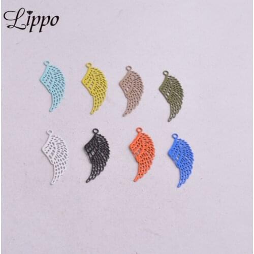 100pcs AC4580 9mm*22mm Wings Charms Colorful Articles Animals Wings Pendants Diy Jewelry Findings
