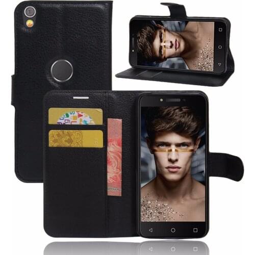 100pcs/lot Free shipping High Quality Lychee Wallet Leather Case Stand With Card Holder For Alcatel Shine Lite