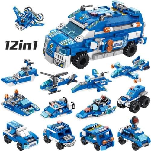 12 In 1 Building Blocks City Assault Car Vehicle Compatible With City Series Bricks Educational Toy Block For Children