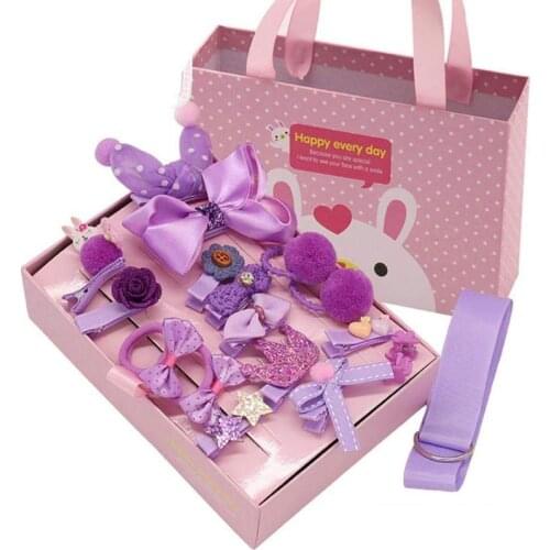 18pcs Baby Girl Bowknot Hair Ties Flower Hair Clip Princess Ponytail Holder Hair Bands Party Home Wedding Decor Gift For Girls